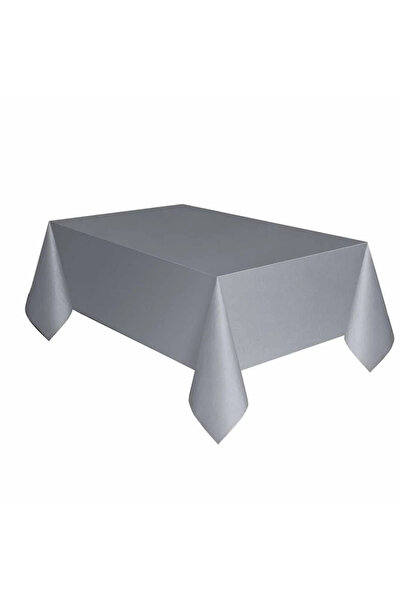 DM ONLINE Gray Silver Color Plastic Tablecloth Party Birthday Disposable Tabl...