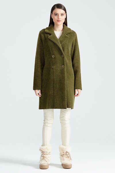 Tığ Triko KAZAYAĞI DESENLİ MİNK  KABAN K.YEŞİL