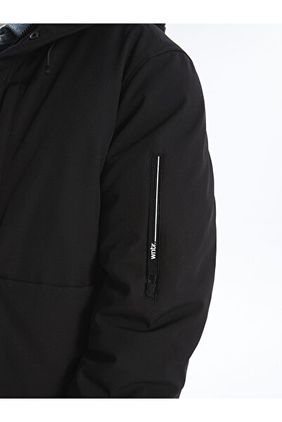 LC Waikiki Men's Black Standard Fit Hooded Coat