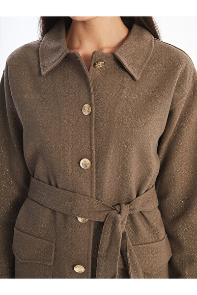 LC Waikiki Jachetă cămașă de damă din tweed bej