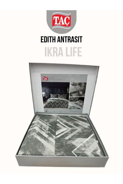 Taç Edith Anthracite Satin Double Duvet Cover 200X220 cm