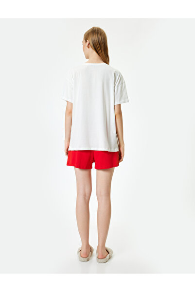 Koton Bedrucktes Pyjama-Set aus Baumwolle mit Shorts