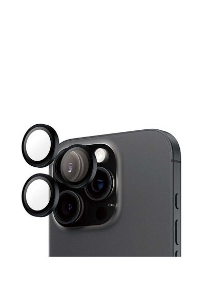 PanzerGlass Hoops Black Camera Protector Compatible with iPhone 16 Pro/16 Pro Max
