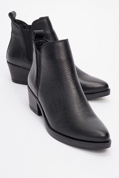 LuviShoes Γυναικείες μπότες με τακούνι DOVENA Black Floater από γνήσιο δέρμα ελαστικό