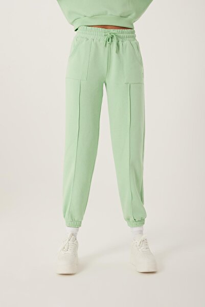 QUHOX Pantaloni de sport oversize cu 3 fire de damă, verde acvatic