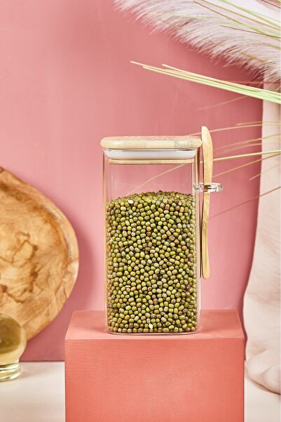 Glass Jar/Storage Container with Lid and Spoon - 15 CM