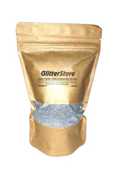 CANERLER 100gr Gümüş ince Toz Sim / Kozmetik, Oje Uyumlu / Altıgen 0,4 Mm Sim Tozu Nail Art Glitter