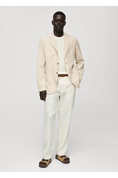 MANGO Man Slim-Fit Linen-Cotton Blend Blazer Jacket