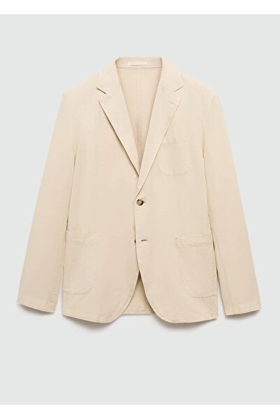 MANGO Man Dar kesim keten-pamuk karışımlı blazer ceket