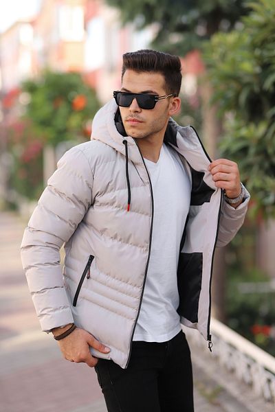 Boymen Men's Hooded Winter Jacket Puffer Jacket Windproof