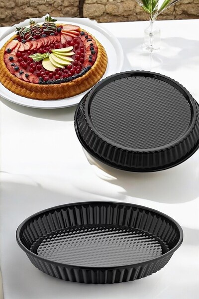 Genel Markalar Emaye Yanmaz Yapışmaz Tart Turta Kalıbı | Kabartmalı Şekilli Emaye Tart Turta Kalıbı 30 CM