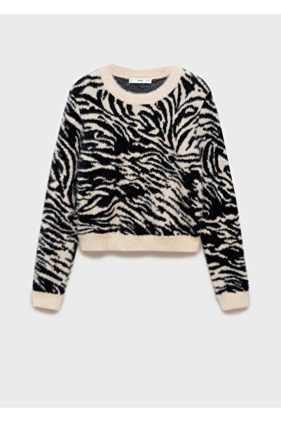 MANGO Woman Svetr Zebra Fur Look