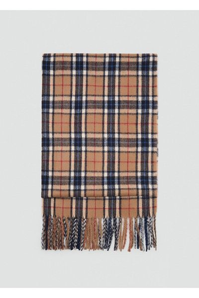 MANGO Woman Checked Scarf with Tassels