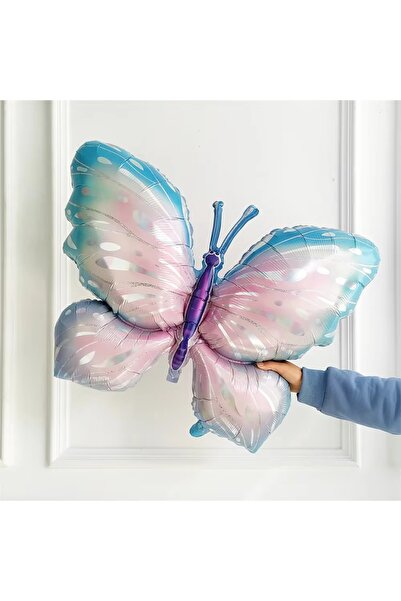 Parti Station Mavi Pembe  Kelebek 3 Yaş Mor Rakam Balon Set Kelebek Konsept Doğum Günü Balon Set