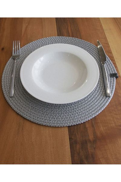 Metasupla 6 Pieces Gray Lux Presentation Plates - American Serving Jute Plate