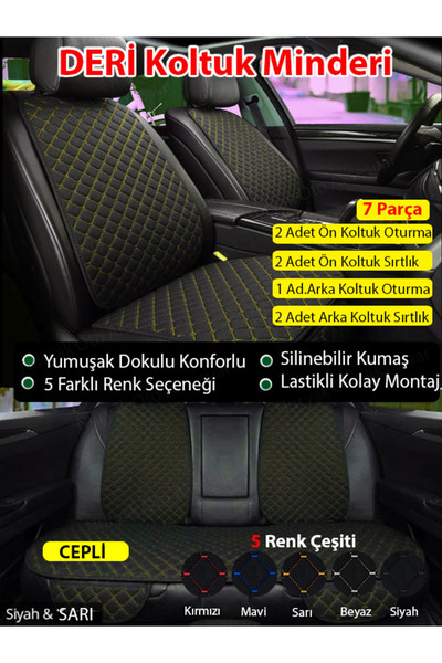 Nuryak Oto Aksesuar Pentru BMW Seria 3 F30 2012-2018 Set de perne din piele integrală din piele 7 piese Cusături negru-galben