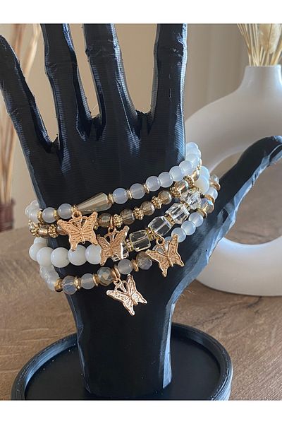 Store Acrylic 4 Pieces Artificial Crystal Beads Retro Style Bracelet