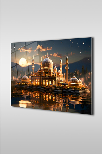 GLASZEN Masa islamică orizontală din sticlă pentru moschee majore la ora de recitare a azanei dimineața