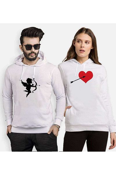Tshirthane Cupid Heart Lover Combinations Hooded Couple Combination