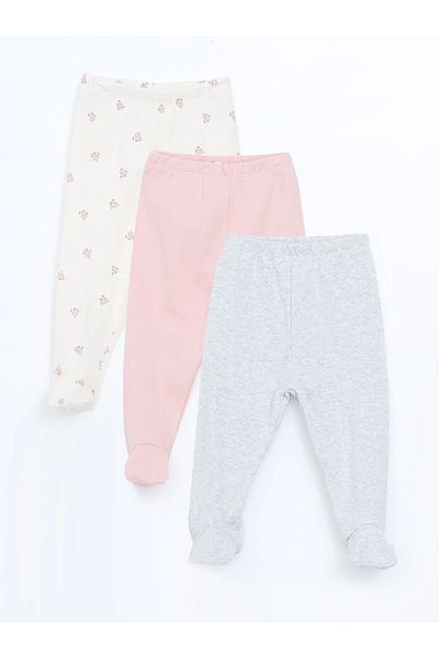 LC Waikiki Lcw Baby - Ecru Baby Girl Pants 3-Piece Daymark, Elastic Waist
