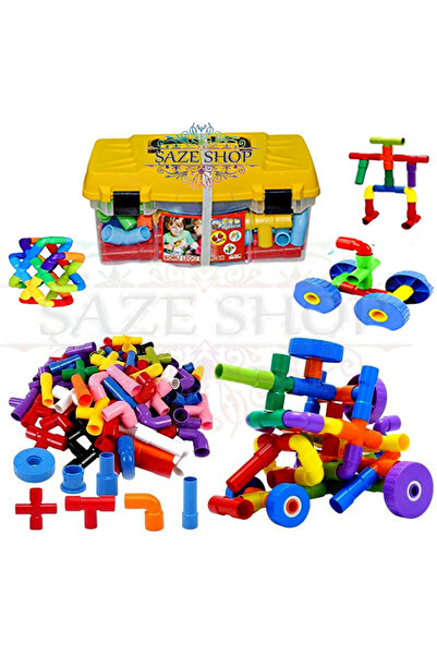 SAZE 66 Pieces Girls Boys Kids Toy Educational Montessori Bag Pipe Blocks