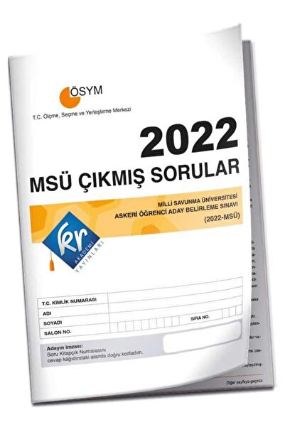 KR Akademi Yayınları 2022 Msü Çıkmış Sorular Tıpkı Basım Kitapçığı