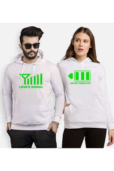 Tshirthane Signal Power Power of Love Lover Combinations Hooded Couple Combination
