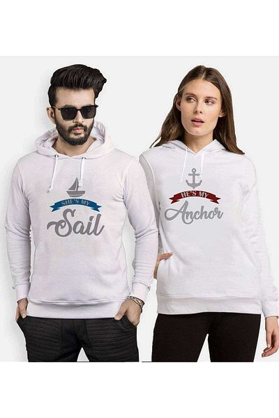 Tshirthane Sail Anchor Lover Combos Hooded Couple Combination