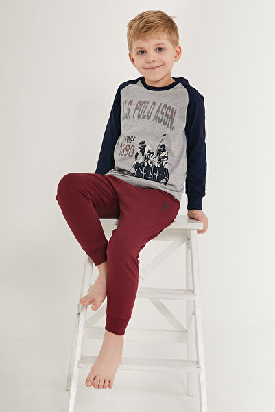 U.S. Polo Assn. Сив двоен костюм с дълъг ръкав за момче U.S. Polo Assn