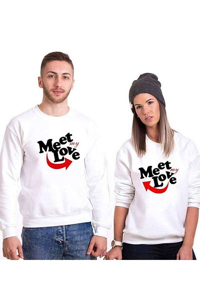 Tshirthane Lover Combinations Meet My Love Sweatshirt - Couple Combination