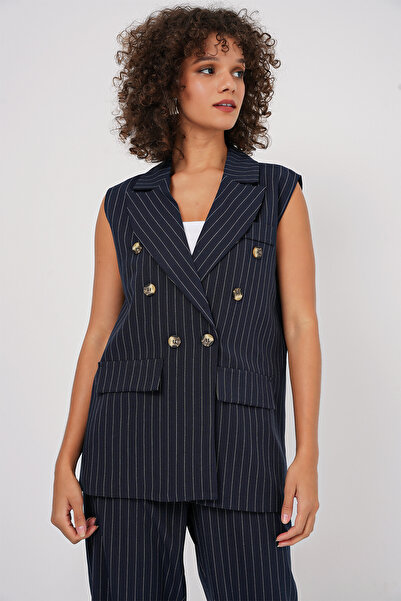 Zübeyde Sayın طقم بنطلون وسترة علوية من القماش المخطط