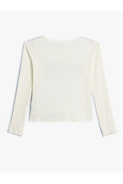 Koton Long Sleeve Crew Neck Slogan Camisole T-Shirt