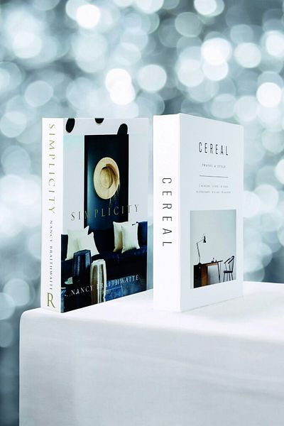 Saccura Decor Simplicity & Cereal White and Navy Blue 2-Piece Decorative Book Box Set