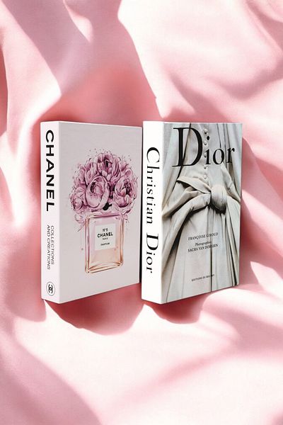 Saccura Decor Decorative Book Box Set of 2, Cream & Pink Box Set