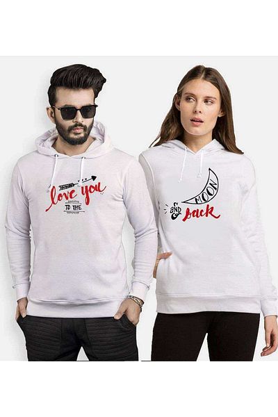 Tshirthane Love You To The Moon And Back Lover Combinations Hooded Couple Combination