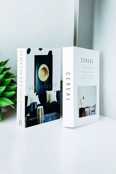 Saccura Decor Simplicity & Cereal White and Navy Blue 2-Piece Decorative Book Box Set