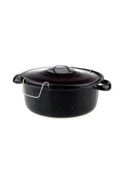 ENASHOP Enamel Chips Fryer Frying Pot with Black Lid - Practical and Convenient