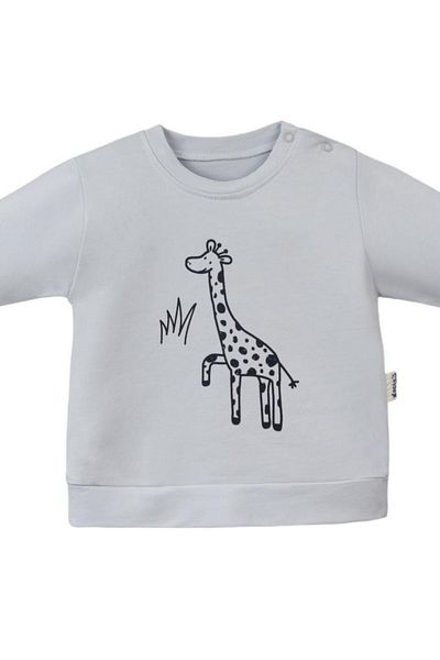 CreativeBebe Унисекс детски суитшърт с щампа на жираф - закопчаване с тик-так