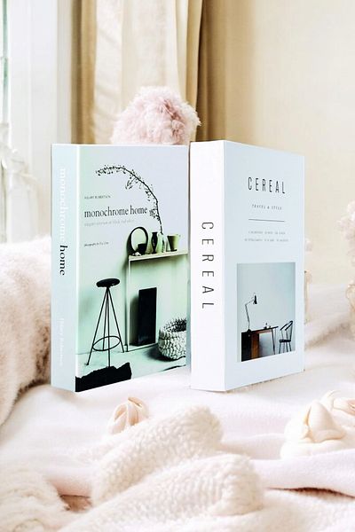 Saccura Decor Cereal and Monochrome 2-Piece Decorative Book Box Set