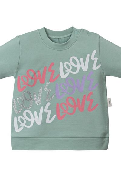 CreativeBebe Момичешки суичър с принтирана яка и тик-так копче