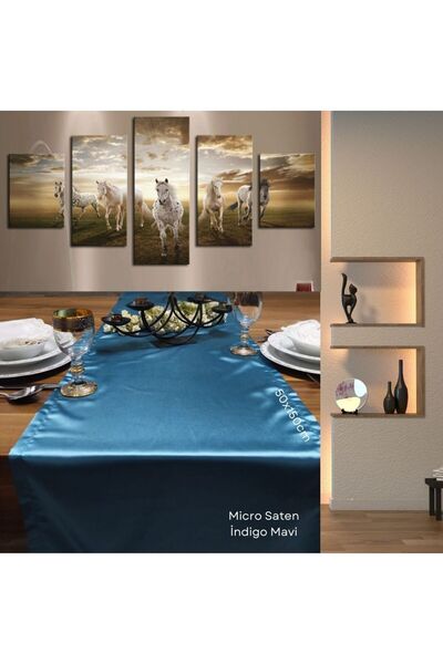 Leora Home Micro Saten Yemek Masa Örtüsü Runner - 50 x 150 cm - 33 farklı ren...