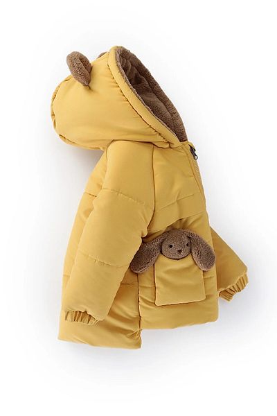 PODİUM GİYİM Special Design Trend Cute Baby Toy Rabbit Fur Soft Fabric Pocket Hooded Winter Coat