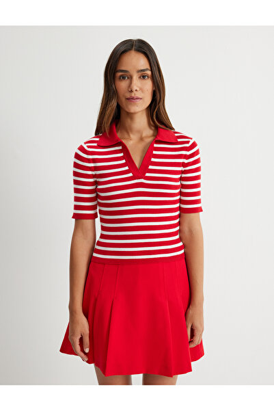 Koton Pulover tricotat cu gât polo amestecat de viscoză - mânecă scurtă