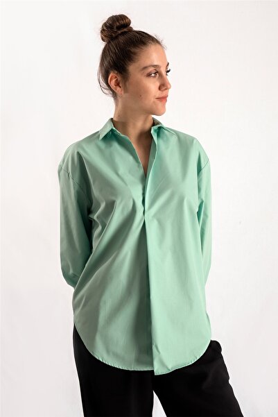 Gils Butik Mint Düğmesiz Gömlek