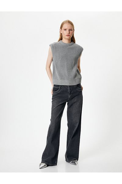 Koton Knitted Sweater Crew Neck Sleeveless