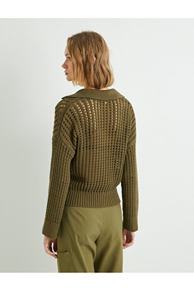 Koton Tricotaj ajurat Pulover Guler Polo mânecă lungă