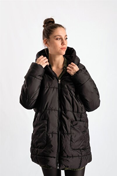 Siyah Oversize Şişme Mont
