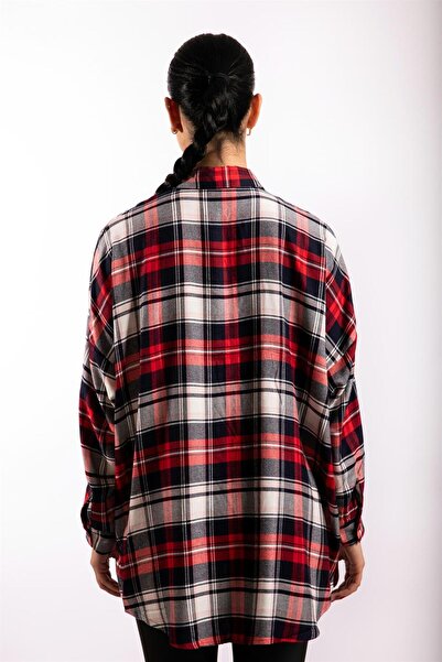 Gils Butik Red and White Oversize Plaid Shirt