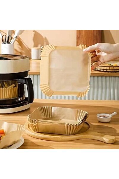 Roichil 50 Adet Air Fryer Pişirme Kağıdı Tek Kullanımlık Hava Fritöz Yağ Geçirmez Yapışmaz Kare Tabak Model