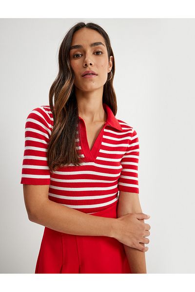 Koton Viscose Blended Polo Neck Sweater - Short Sleeve